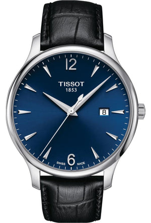 Tissot T Classic Tradition Blue Dial Black Leather Strap Watch For Men - T063.610.16.047.00