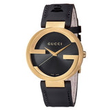 Gucci Interlocking Special Edition Grammy Black Dial Black Leather Strap Watch For Men - YA133208