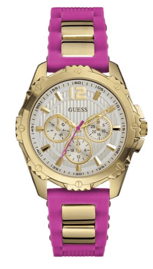 Guess Intrepid White Dial Two Tone Silicon Strap Watch For Women - W0325L3