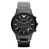 Emporio Armani Ceramica Chronograph Black Dial Black Stainless