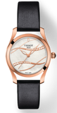 Tissot T Wave Diamond Mother of Pearl Dial Black Leather Strap Watch For Women - T112.210.36.111.00