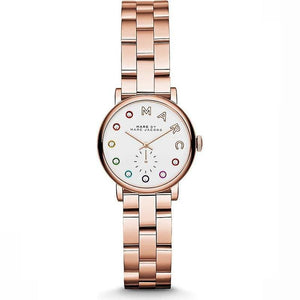 Marc Jacobs Baker Dexter White Dial Rose Gold Stainless Steel Strap Watch for Women - MBM3443