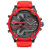 Diesel Mr Daddy 2.0 Black Dial Red Steel Strap Watch For Men - DZ7370