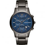 Emporio Armani Renato Chronograph Blue Dial Grey Steel Strap Watch For Men - A11215