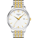 Tissot T Classic Tradition Silver Dial Two Tone Mesh Bracelet Watch For Men - T063.610.22.037.00