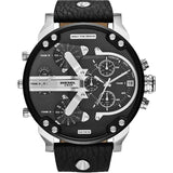 Diesel Mr Daddy Black Dial Black Leather Strap Watch For Men - DZ7313