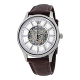 Emporio Armani Meccanico White Dial Brown Leather Strap Watch For Men - AR1946