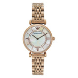 Emporio Armani Gianni T Bar Mother of Pearl Rose Gold Stainless Steel Strap Watch For Women - AR1909