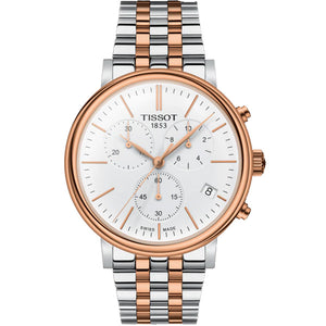 Tissot Carson Premium Chronograph White Dial Two Tone Steel Strap Watch For Men - T122.417.22.011.00
