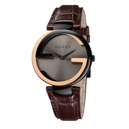 Gucci Interlocking G Large Black 18K Gold Dial Watch For Women