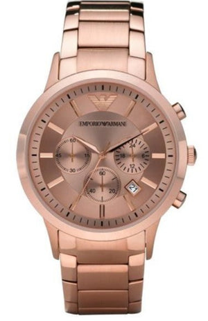 Emporio Armani Classic Rose Gold Chronograph Steel Strap Watch For Men - AR2452