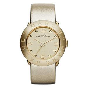 Marc Jacobs Amy Gold Tone Dial Gold Leather Strap Watch for Women - MBM8627