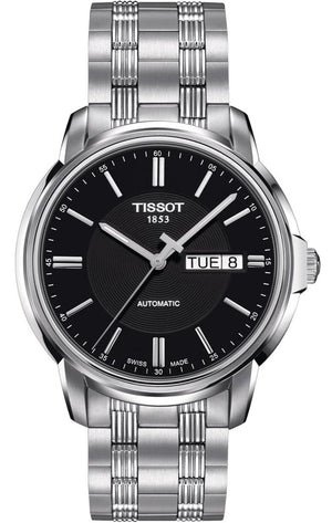 Tissot Automatics III Black Dial Silver Steel Strap Watch For Men - T065.430.11.051.00