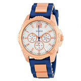 Guess Interpid White & Rose Gold Dial Blue Silicone Strap Watch For Women - W0325L8