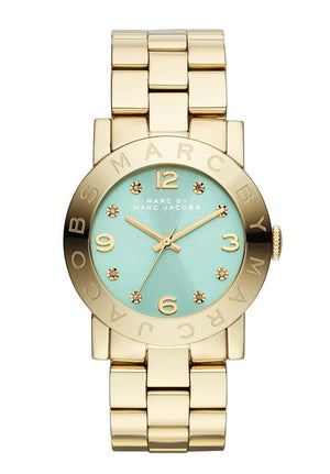 Marc Jacobs Amy Turquoise Dial Gold Stainless Steel Strap Watch for Women - MBM3301