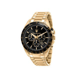 Maserati Traguardo 45mm Chronograph Black Dial Gold Stainless Steel Strap Watch For Men - R8873612041