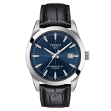 Tissot Gentleman Powermatic 80 Silicium Blue Dial Black Leather Strap Watch For Men - T127.407.16.041.01