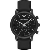 Emporio Armani Luigi Chronohraph Black Dial Black Leather Strap Watch For Men - AR1970