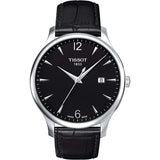 Tissot T Classic Tradition Black Dial Black Leather Strap Watch For Men - T063.610.16.057.00