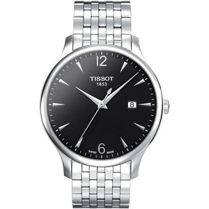 Tissot T Classic Tradition Black Dial Silver Steel Strap Watch For Men - T063.610.11.057.00