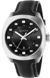 Gucci GG2570 Black Dial Black Leather Strap Watch For Men - YA142307