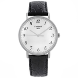 Tissot Everytime Desire Medium White Dial Black Leather Strap Watch For Men - T109.410.16.032.00