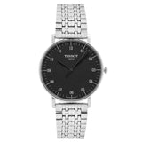 Tissot Everytime Large Black Dial Silver Mesh Bracelet Watch For Men - T109.610.11.077.00