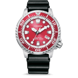 Citizen Eco Drive Promaster Marine Red Dial Black Rubber Strap Watch For Men - BN0159-15X