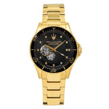 Maserati SFIDA Black Dial Yellow Gold Toned Watch For Men - R8823140003