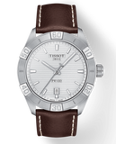 Tissot PR 100 Sport Silver Dial Brown Leather Strap Watch For Men - T101.610.16.031.00