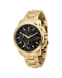 Maserati Successo Black Dial Gold Stainless Steel Watch For Men - R8873645002