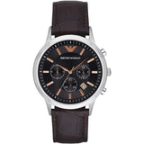 Emporio Armani Renato Chronograph Grey Dial Brown Leather Strap Watch For Men - AR2513