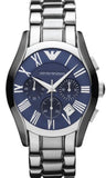 Emporio Armani Classic Blue Dial Silver Steel Strap Watch For Men - AR1635