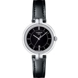 Tissot T Lady Flamingo Black Dial Black Leather Strap Watch For Women - T094.210.16.051.00