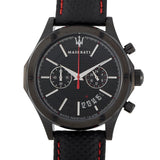 Maserati Circuito Black Dial Black Leather Strap Watch For Men - R8871627004