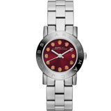 Marc Jacobs Amy Red Dial Silver Stainless Steel Strap Watch for Women - MBM3333