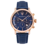 Maserati Epoca Blue Dial Leather Blue Strap Watch For Men - R8871618007