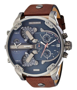 Diesel Mr Daddy Blue Dial Brown Leather Strap Watch For Men - DZ7314