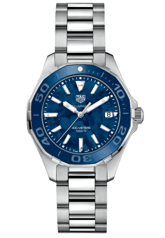  Tag Heuer Aquaracer 35mm  Blue Ceramic Dial Silver Steel Strap Watch for Women - WAY131S.BA0748 by Tag Heuer sold by Watch Connection