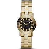 Marc Jacobs Amy Black Dial Gold Stainless Steel Strap Watch for Women - MBM3336