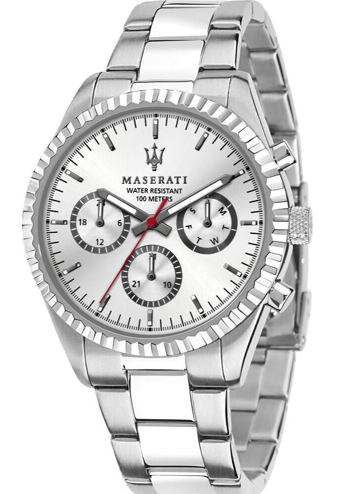 Maserati Competizione Silver Dial Silver Steel Strap Watch For Men -  R8853100018