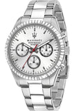 Maserati Competizione Silver Dial Silver Steel Strap Watch For Men - R8853100018