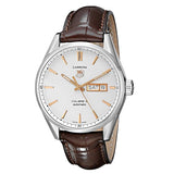 Tag Heuer Carrera Calibre 5 Automatic White Dial Brown Leather Strap Watch for Men - WAR201D.FC6291