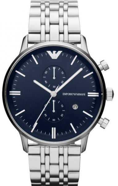 EMPORIO ARMANI AR80020 時計 Emporio Armani Gianni Chronograph Blue Dial Silver Steel
