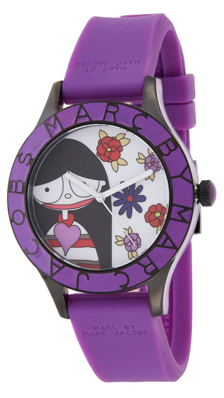 Marc Jacobs Marc White Multicolor Dial Purple Silicone Strap Watch for Women - MBM5514