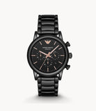 Emporio Armani Luigi Ceramic Chronograph Black Dial Black Strap Watch For Men - AR1509