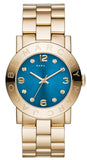 Marc Jacobs Amy Blue Dial Gold Stainless Steel Strap Watch for Women - MBM3303