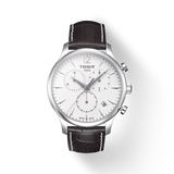 Tissot T Classic Tradition Chronograph White Dial Brown Leather Strap Watch For Men - T063.617.16.037.00