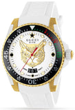 Gucci Dive Quartz White Dial White Rubber Strap Unisex Watch - YA136322