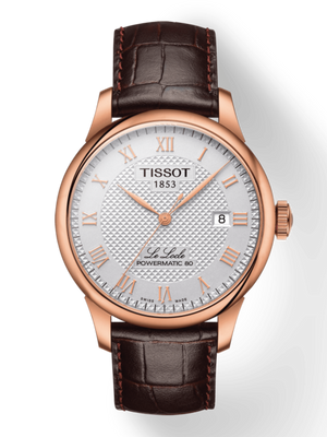 Tissot Le Locle Powermatic 80 Silver Dial Brown Leather Strap Watch For Men - T006.407.36.033.00